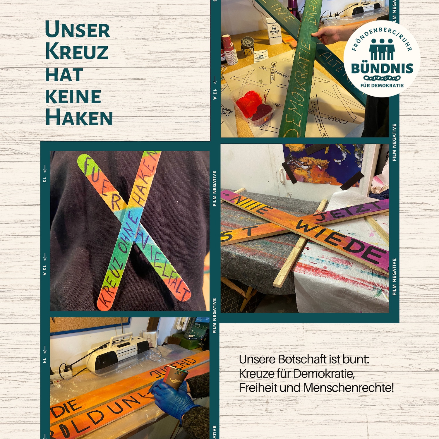 Recap Kreuz-Aktion. Kreuze für Demokratie.